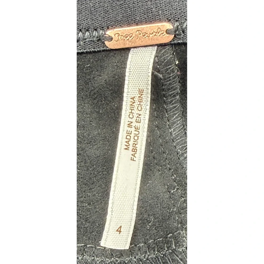 Free People Black Vegan Suede Moto Leggings High Rise Crackle‎ Finish Size 4